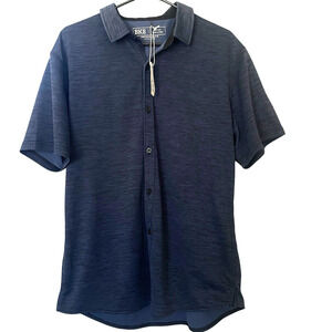 Buckle BKE Performance Athletic Button Up Shirt Mens Large Blue Casual